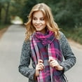 thumbnail image 4 of Winter Scarf for Women - Plaid Scarf Soft Luxurious Feel (Peach/Green Combo), 4 of 4