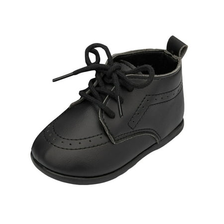 Zshosam Baby Boy Oxford Shoes PU Leather Loafers Rubber and Soft Sole Wedding Dress Shoes Toddler Girl Baby Walking Shoes(Black 12-18 Months)
