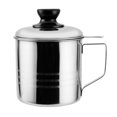 thumbnail image 1 of Home Bacon Grease Container with Strainer Stainless Steel Oil Storage Can Strainer 1.2L with Lid Silver, 1 of 6