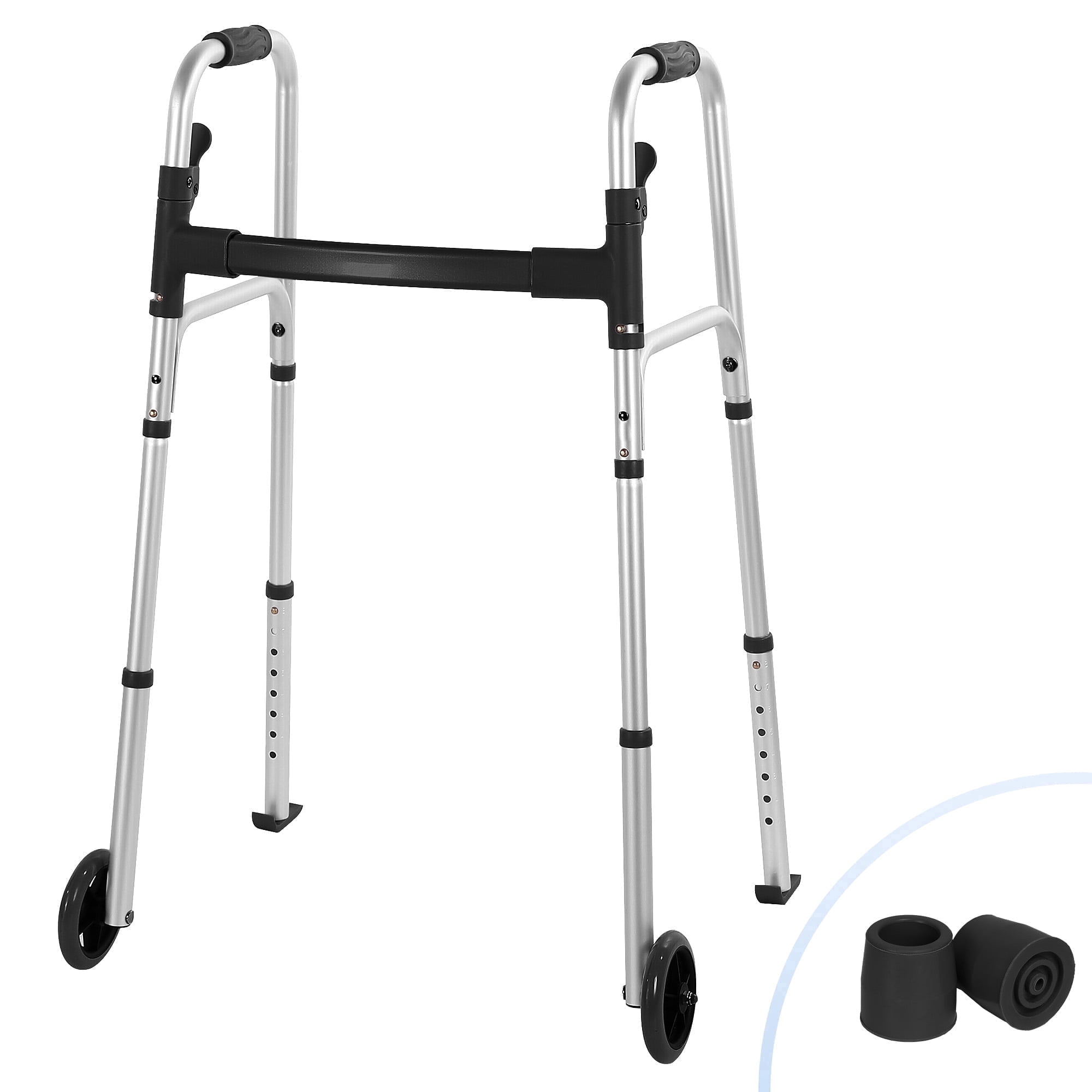 Naipo Folding Walkers for Seniors,Lightweight Mobility Walker with Trigger Release and Glide Skis,Silver