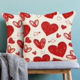 thumbnail image 2 of Housses de Coussin Saint-Valentin 18x18 Ensemble de 2, Décor Cœurs Rouges Coussins Décoratifs Saint-Valentin Lin Anniversaire Mariage Housse de Coussin Décorations Saint-Valentin pour Maison Canapé Extérieur, 2 of 5