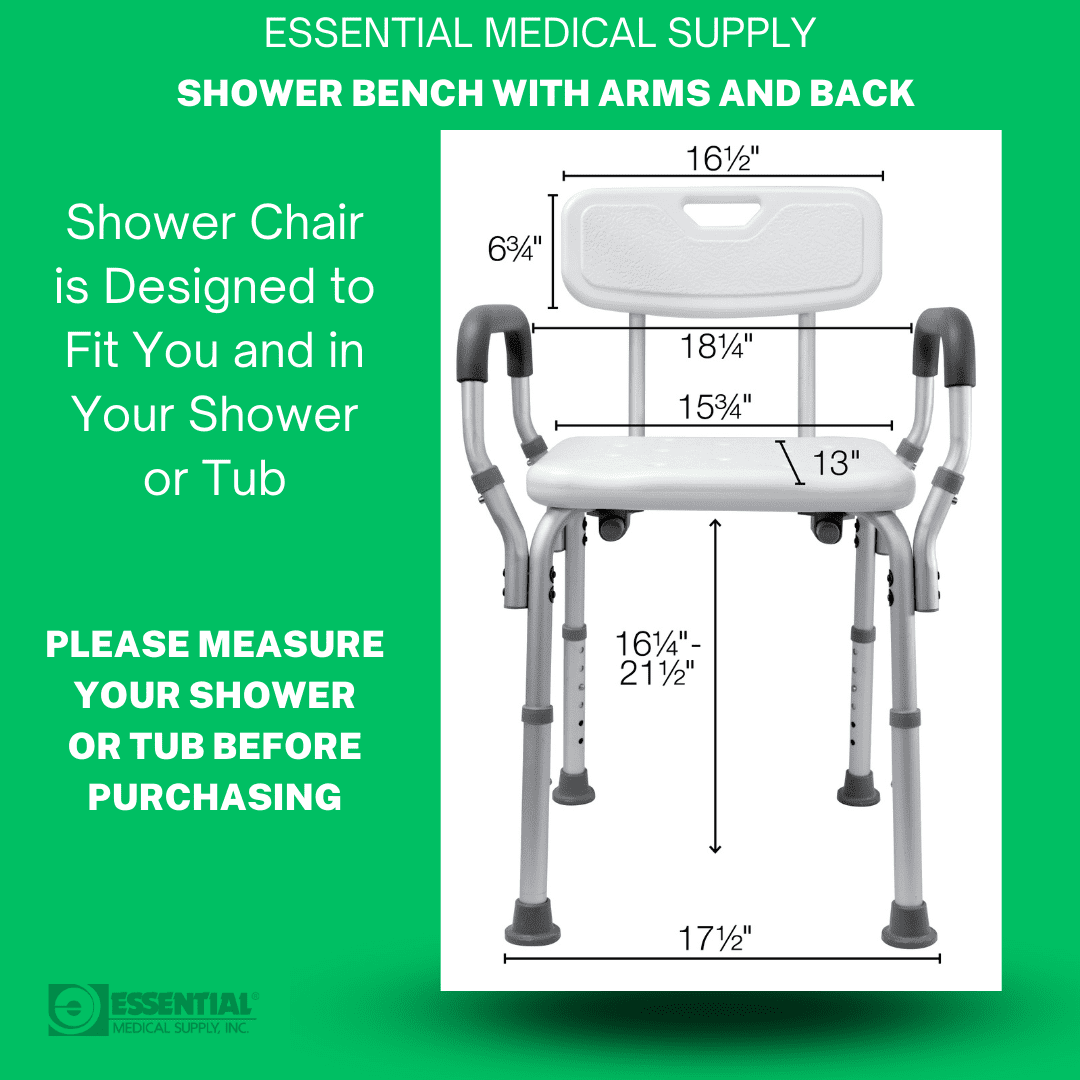 Essential medical supply shower bench with back discount