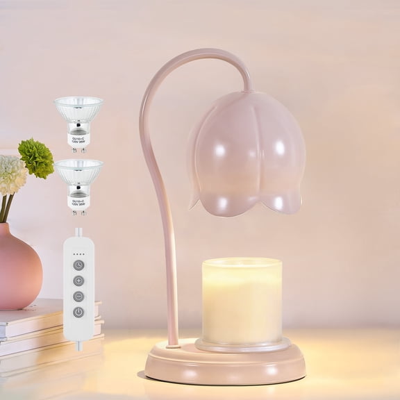 NATYSWAN Metal Candle Warmers with Dimmer & Timer Switch, 2 Bulbs, Pink