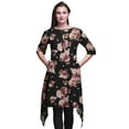 thumbnail image 1 of Bimba Black Peony & Buttercup Floral Printed Asymmetrical Kurti Tops For Women Indian Summer Dress Tunic Medium, 1 of 6