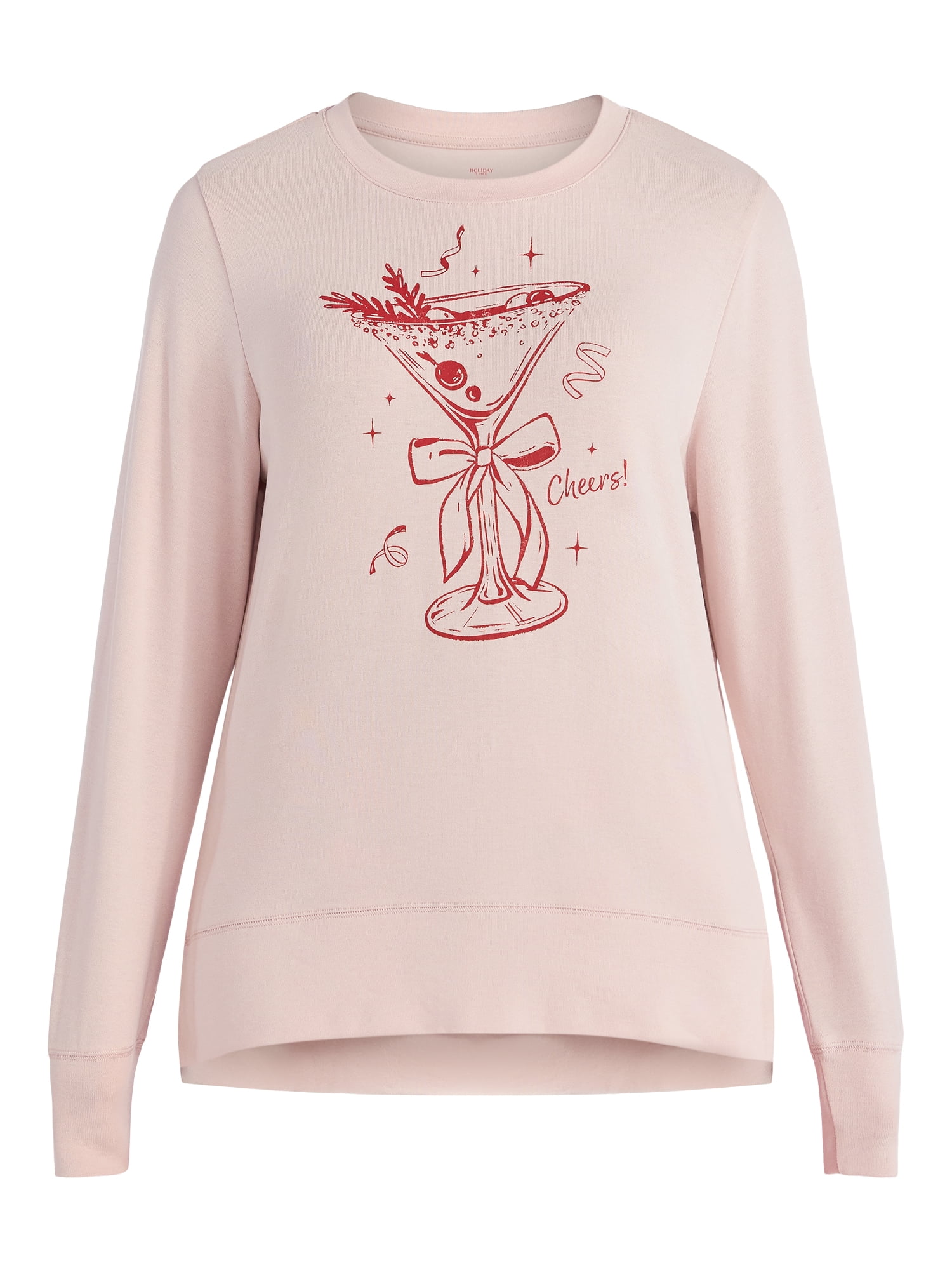 Women's Christmas Party Cheers Crewneck Hacci Top from Holiday Time, Sizes S-XXXL