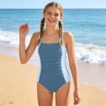 thumbnail image 4 of Teen Bathing Suits One Piece Girls Swimsuit One Piece Cut Out Solid Color Bathing Suit Floral Print Adjustable Straps Ruched Girls' Swimwear 9-16Y, 4 of 6