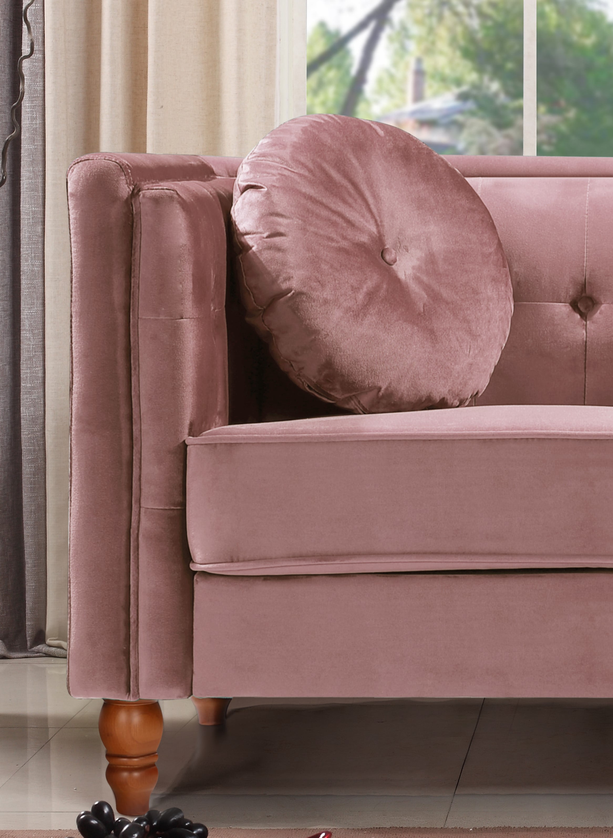 Uspridefurniture Velvet  Loveseat, Removable Seat Cushions, Rose