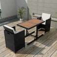 thumbnail image 1 of vidaXL 3 Piece Bistro Set with Cushions Poly Rattan Black, 1 of 5
