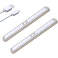 thumbnail image 1 of Barra de luz LED para debajo del gabinete, sensor de movimiento, recargable por USB, luz para debajo del escritorio, pasillo, paquete de 2, color plateado, 1 of 4