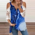 thumbnail image 2 of Elegante mujer casual cremallera cuello impresión blusa encaje manga corta camiseta verano Tops OAVQHLG3B Store  lin121212, 2 of 3