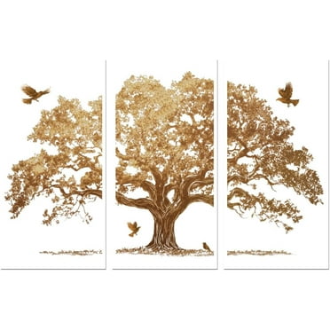 Rub on Transfer Decal Sticker for Furniture Craft Decor 6"x12" Gold Foil Tree with Scraper 3Pcs Waterproof