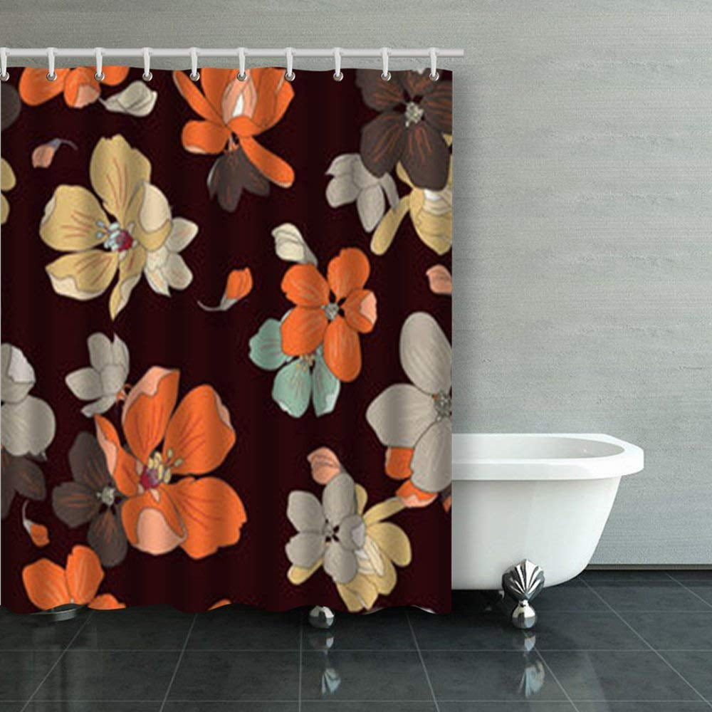 ARTJIA Repeatable Flower Pattern Shower Curtains Bathroom Curtain 60x72