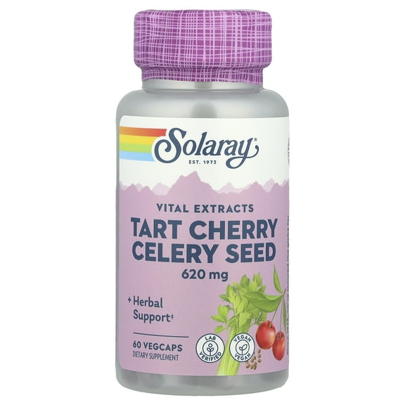 Solaray Tart Cherry & Celery Seed | Healthy Uric Acid Levels, Joint, Muscle Recovery & Sleep Support | 60 VegCaps