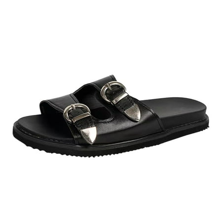 

Quealent Adult Women Shoes Matching Robe and Slippers for Women Women s Slippers Fashionable Outer Wear Summer Metal Hard Bottom Slippers for Women Black 6.5