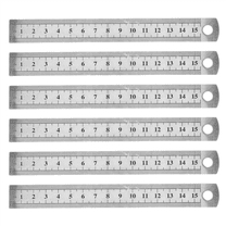 6pcs 15cm 6 Inch Stainless Metal Ruler Measuring Tool