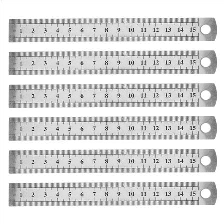 6pcs 15cm 6 Inch Stainless Metal Ruler Measuring Tool