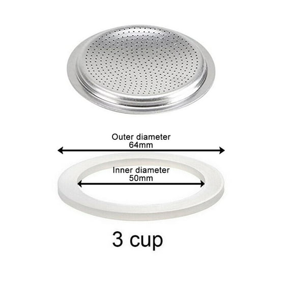 3 Pcs Replacement Gasket for Silicone Rubber At The Top Of Moka Oven for Coffee Concentration-Mocha Pot Coffee Pot Silicone Ring Sealing Ring Filter Screen