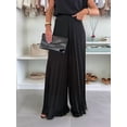 thumbnail image 6 of Lounge Sets for Women Two Piece Outfits Knit Cap Sleeve Tops Wide Leg Pleated Pants Black XXXL, 6 of 7