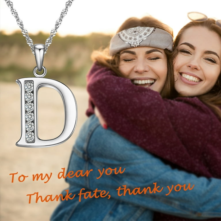 Gemschest Sterling Silver Initial Necklace for Women Girls Letter D