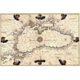 thumbnail image 2 of Agnese, Battista 14x11 Gold Ornate Wood Framed with Double Matting Museum Art Print Titled - Portolan or Navigational Map of the Black Sea showing anthropomorphic winds, 2 of 4