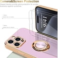 thumbnail image 4 of for iPhone 15 Pro Case with Stand 360° Rotatable Ring Holder Magnetic [with 2 Screen Protector] Kickstand Gold Plating for Women Men Shockproof Protective Phone Case for iPhone 15 Pro, Purple, 4 of 14