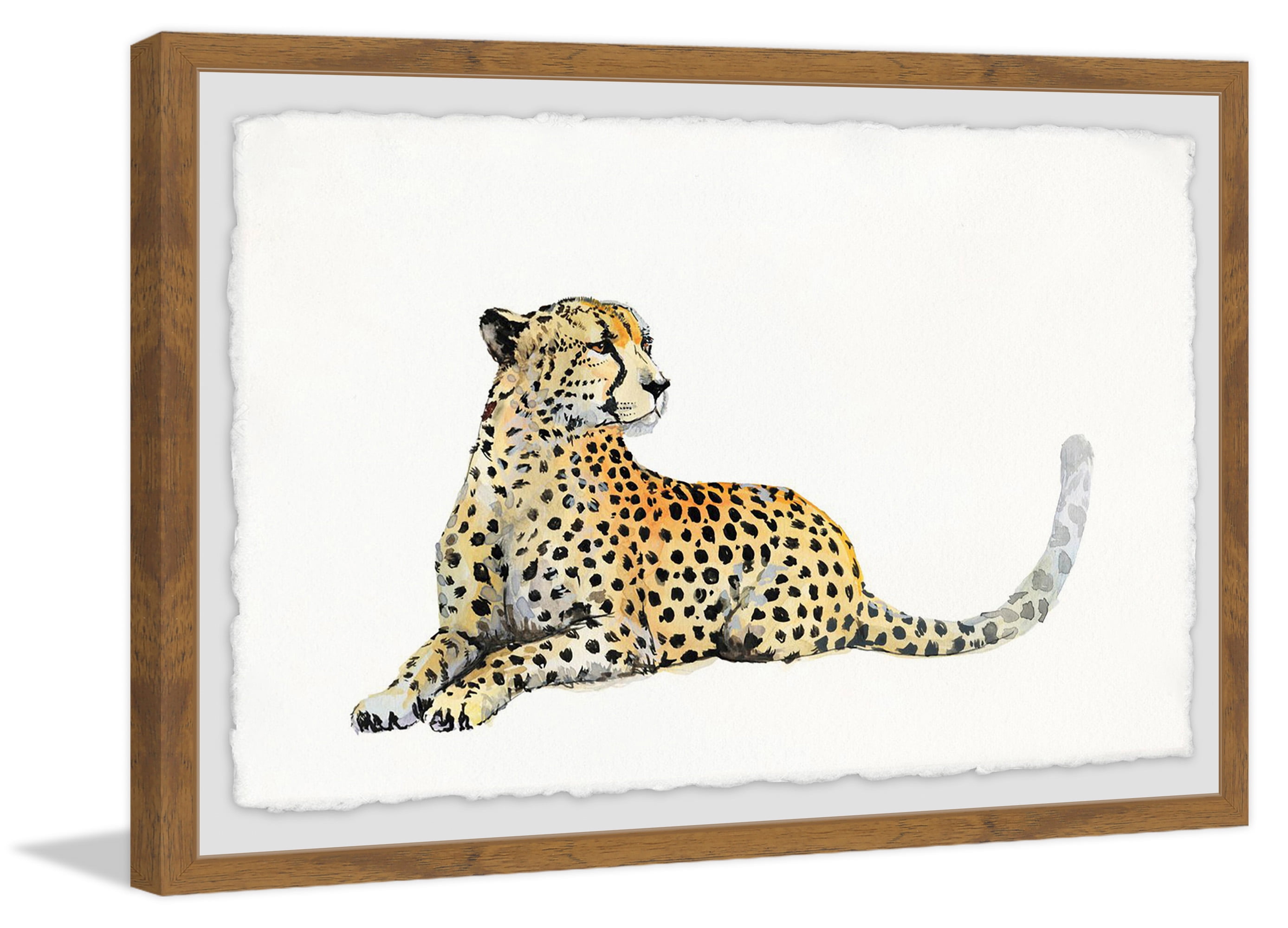 Sitting Cheetah Framed Painting Print