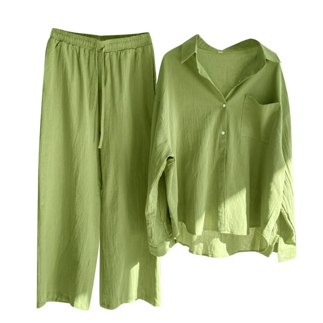 Ketyyh-chn99 Shorts Ensembles Courts pour Femmes 2 Pcs Ensemble de Pyjama d'Été pour Dames Été T-Shirts à Manches Courtes Décontractés pour Femmes et Ensemble 2 Pcs Vert,m