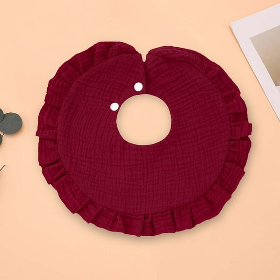 BRGZLK Baby Muslin Bibs Boys Girls Cute Solid Color Cotton Adjustable Bib Gauze Towel Newborn Drool Bib Wine Free Size