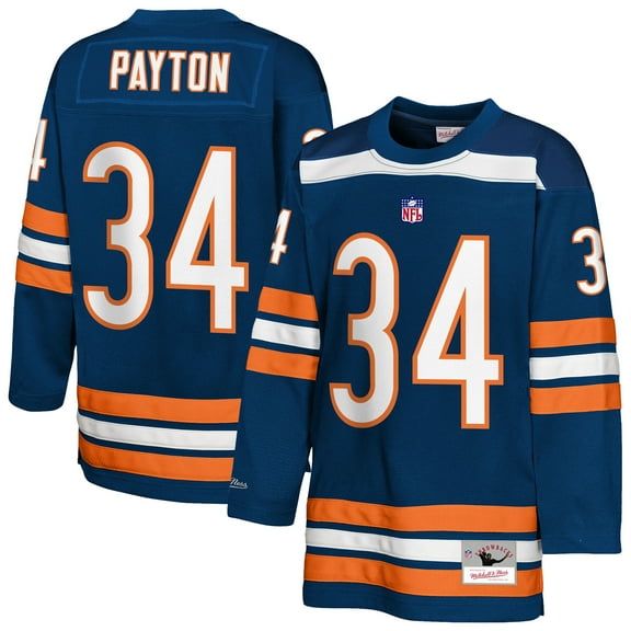 Youth Mitchell & Ness Walter Payton Navy Chicago Bears Hockey Fashion Jersey