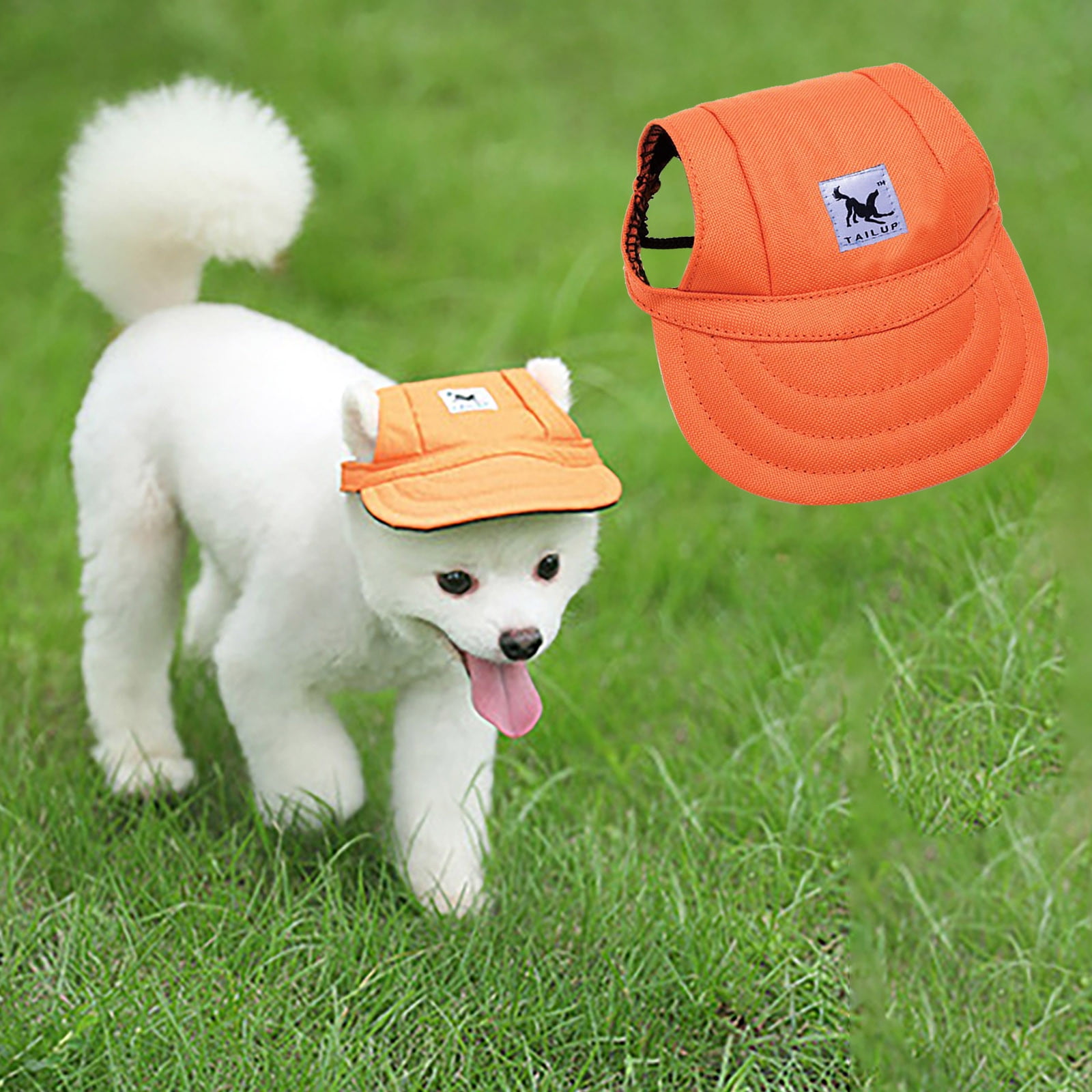 Agiferg Tailup Small Pet Summer Canvas Cap Dog Baseball Visor Hat Puppy Outdoor Pet Cap Orange