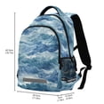 thumbnail image 2 of FORMRS Unisex Backpack Elementary School Travel Bookbag with Reflective Stripes, Blue Watercolor Ocean Waves, 2 of 7