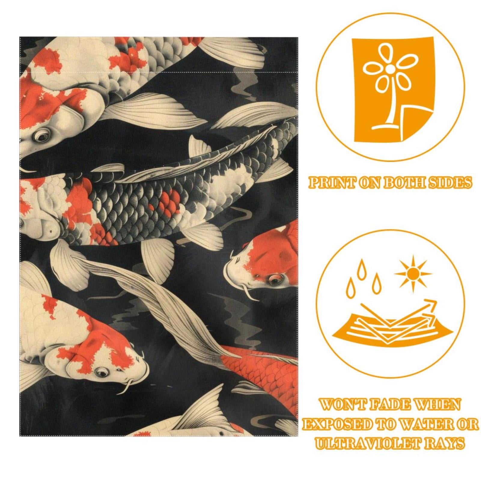 Fish. Koi Carp Double Sided Garden Flag Decorative Weather Resistant Yard Flag, Large DIY Vertical Flag for Farmhouse Patio Lawn, 28x40 Inch