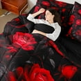 thumbnail image 4 of Castle Fairy 7-Piece King Size Bedding Set - Floral Red Rose Exotic Style Print, 4 of 8