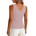 thumbnail image 5 of WULMLEO Women's V-Neck Sleeveless Stretch Pullover Premium Sweater Vest Top Pink M, 5 of 5