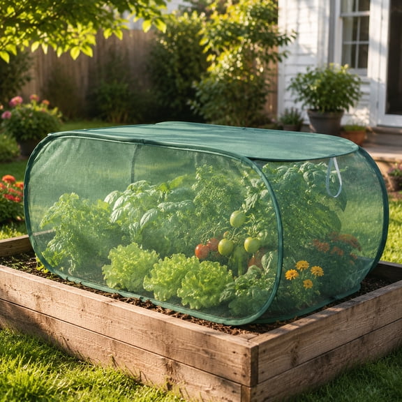 Aemutady Plant Shade Cover, Green 5-Sided Mesh Garden Sun Protection Cover, UV Resistant Vegetable Garden Protector for Raised Beds, Flowers and Outdoor Plants