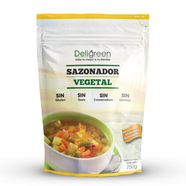 Sazonador Vegetal en polvo tipo Consomé 750 gr | Hecho a base de Vegetales con Levadura Nutricional y Cúrcuma | Sazonador Vegano sin gluten | Sin Glutamato Monosódico para Cocina Saludable