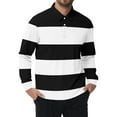 thumbnail image 4 of Polo Shirts for Men Long Sleeve Slim Fit Button Down Striped Color Block Tops Breathable Moisture Wicking Fall Winter Casual Golf Sports Mens Polo Shirts White XXXL, 4 of 4