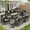 Black, variant on Ovios 8 Pieces Outdoor Patio Furniture Set with 42" Rattan Propane Fire Pit Table Wicker Outdoor Conversation Set with Gas Fire Pit & Ceramic Tabletop for Backyard