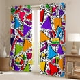 thumbnail image 2 of Manfei Teens Cartoon Graffiti Black Out Curtains, Chic Minimalism Minimalst Curtains Pack of 2 (42x63 Each), Colorful Triangle Bedroom Curtains, Window Curtains Bedroom Decor, 2 of 6