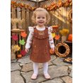 thumbnail image 4 of Cjfdfy Newborn Baby Girl Thanksgiving Outfit Turkey Print Long Sleeve Romper And Little Turkey Corduroy Overall Dress Infant Cute My First Thanksgiving Fall Winter Clothes 0-18M, 4 of 9