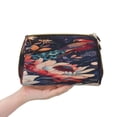 thumbnail image 4 of Picia Colorful Flower Peacock Print Leather Makeup Bag Make Up Bag Travel Toiletry Bag for Her Girlfriend Teacher Teen Girl Gifts, 4 of 8