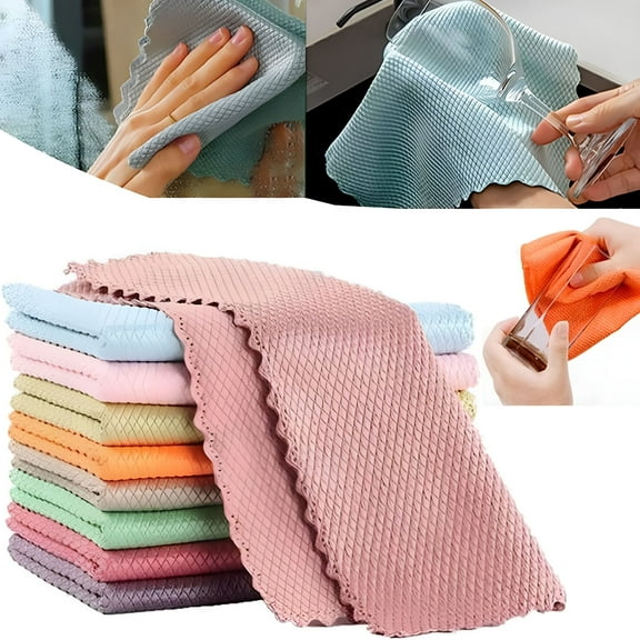 AUQ Microfiber Streak Free Magic Cleaning Cloth,Reusable Cloth Cleaning Towels (5pcs,9.8 * 9.8inch)