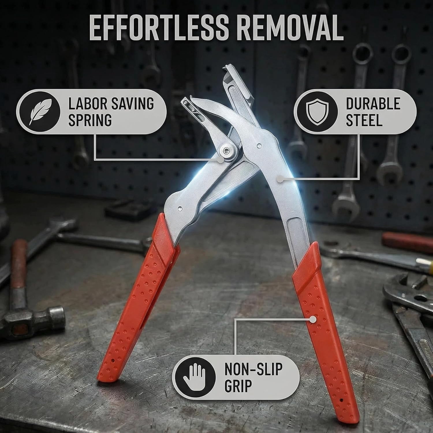 Car Clip Pliers & Trim Removal Tool, Spring-Loaded Fastener Rivet Remover for Auto Door Panels, Auto Fastener Clip Removal Pliers for Interior & Exterior Trim, Mechanic, Damage-Free Disassembly