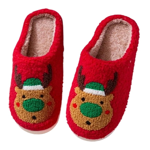 Suaves para Parejas Pantuflas Felpa Alce Navideño Antideslizantes Interior