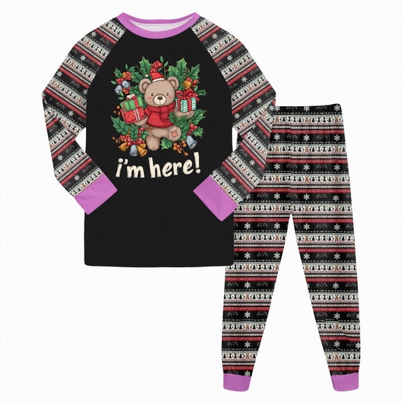 HCNTES Boys Girls Pajamas Set for Kids 2 Piece Long Sleeve Soft Cozy Sleepwear Stretch Fashion Pjs for Big Boys(2-3 Years,a105-Black)