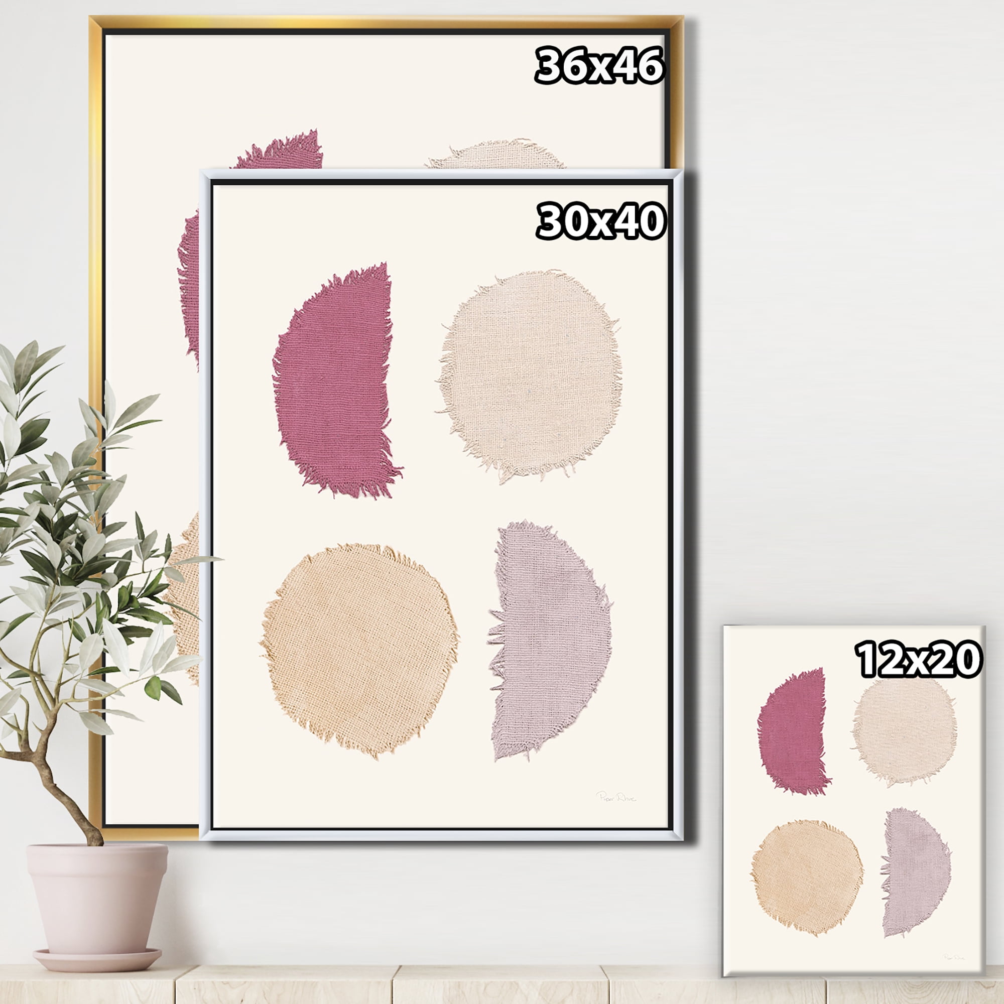 Designart ' Unique Beige Circle Designs II ' Modern Transitional Framed Canvas