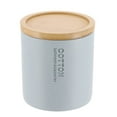 thumbnail image 4 of Light Blue Cotton Pad Holder - Polyresin Bathroom Storage Container with Bamboo Lid, 4 of 7