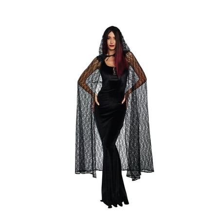 Dreamgirl Women's Dramatic Costume Lace Cape with Hood