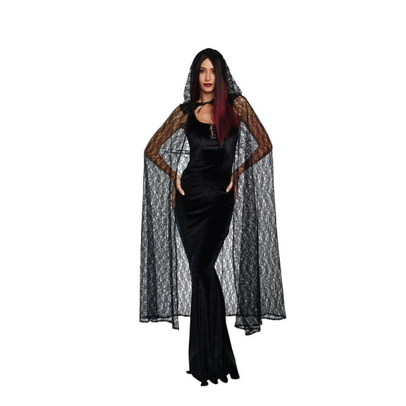Dreamgirl Women's Dramatic Costume Lace Cape with Hood