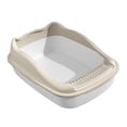 thumbnail image 3 of Caja de arena para gatos con tapa abierta, accesorios para jaula de arena, caja de arena para inodoro, recipiente profundo, inodoro para ir al baño, , Crema 15X12X Crema 15X12X6in, 3 of 10